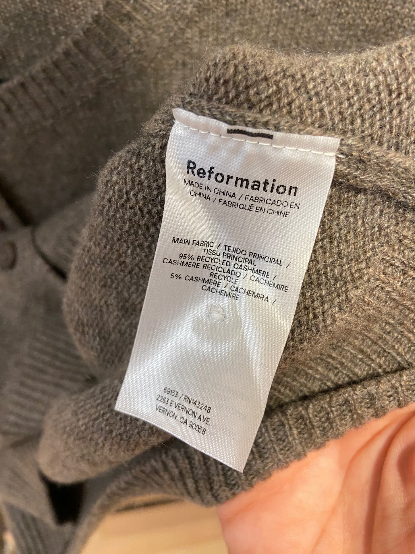 Reformation Clara Cashmere Crew Cardigan size S