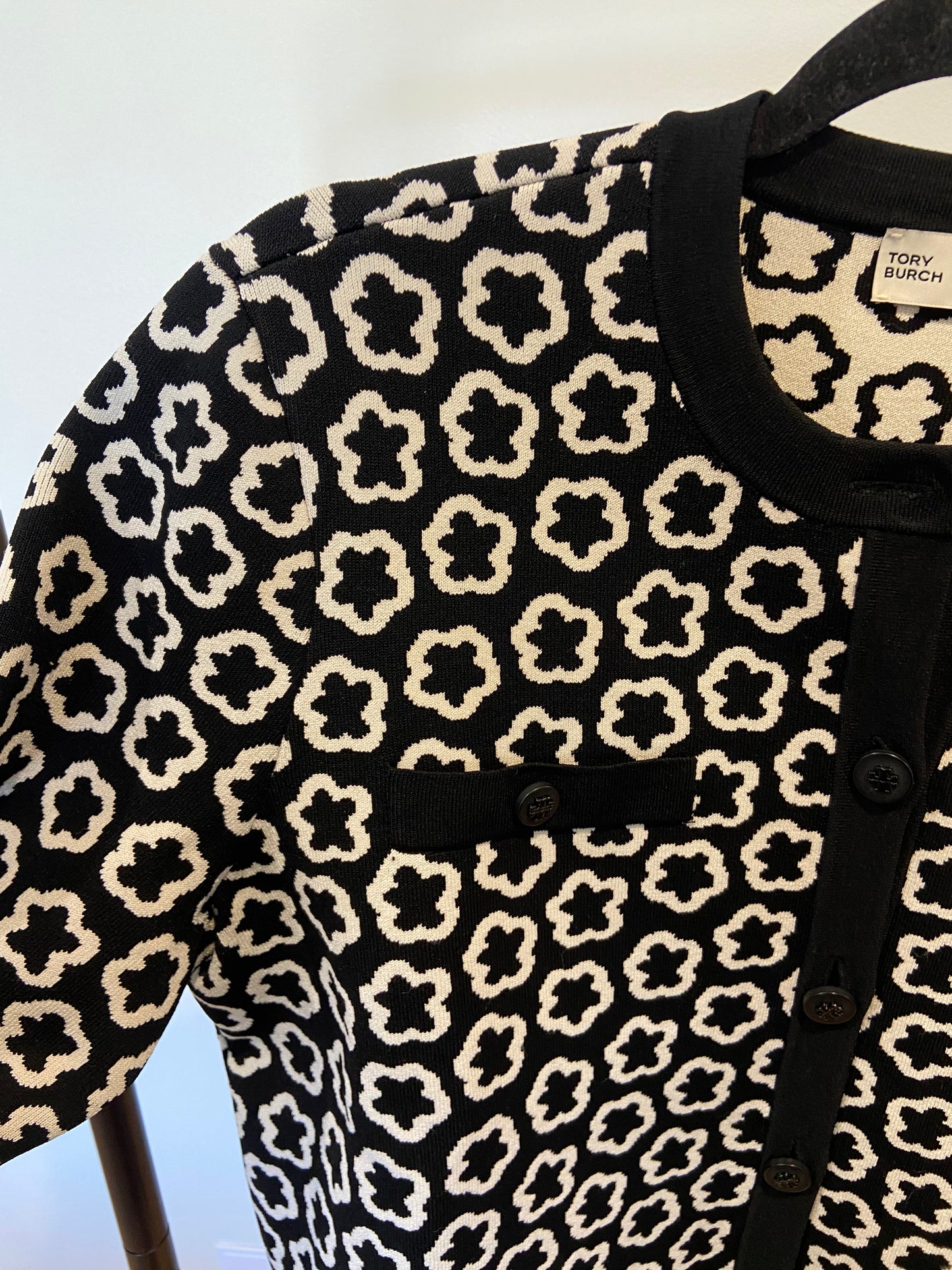 Tory Burch Kendra Floral Jacquard Button-Down Cardigan size L