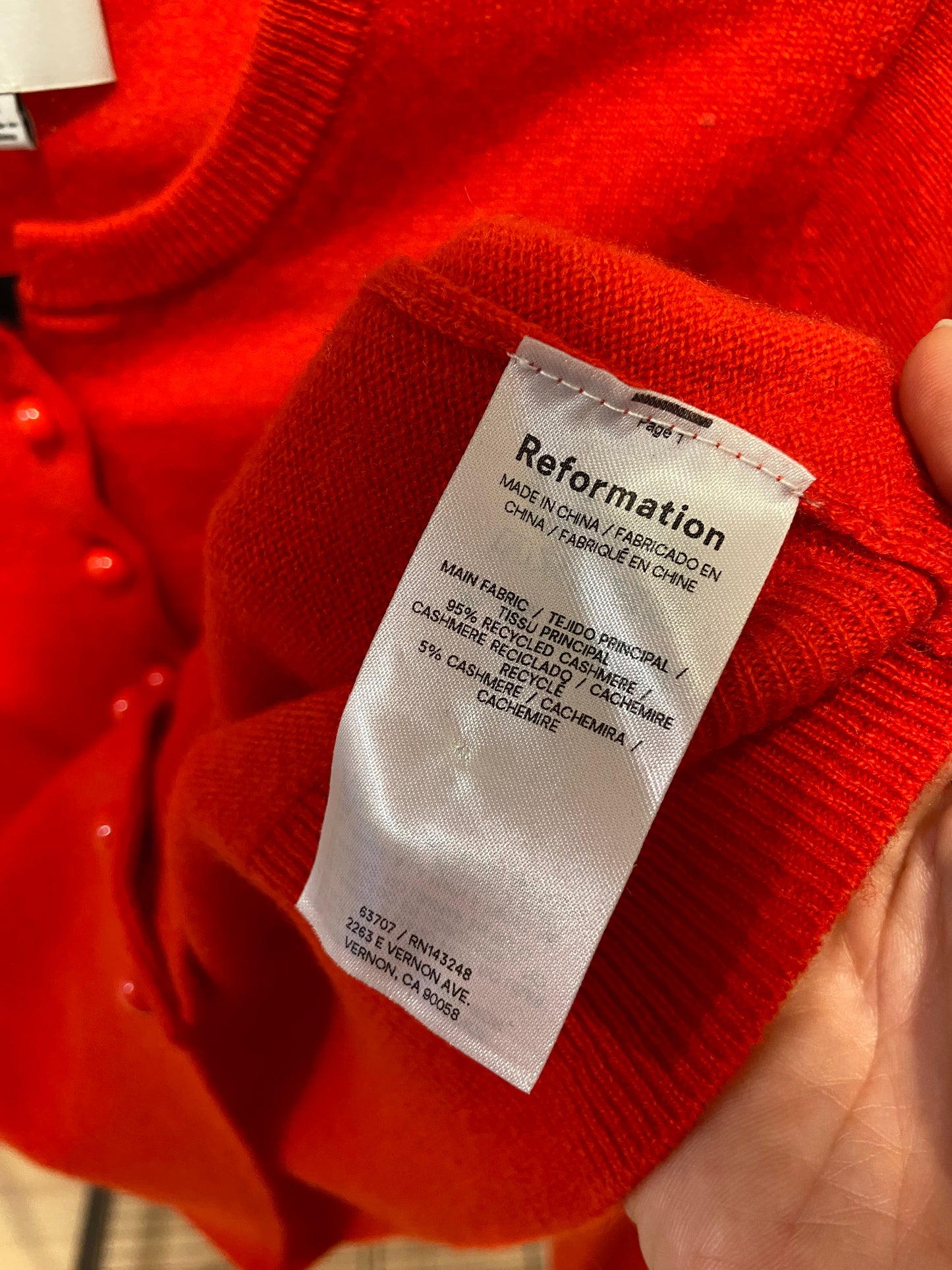 Reformation Caspia Cashmere Cropped Cardigan size M