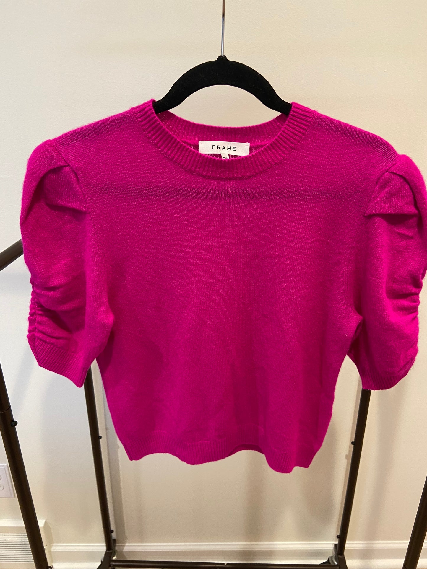 Frame Cashmere Puff Sleeve Knit Top size M