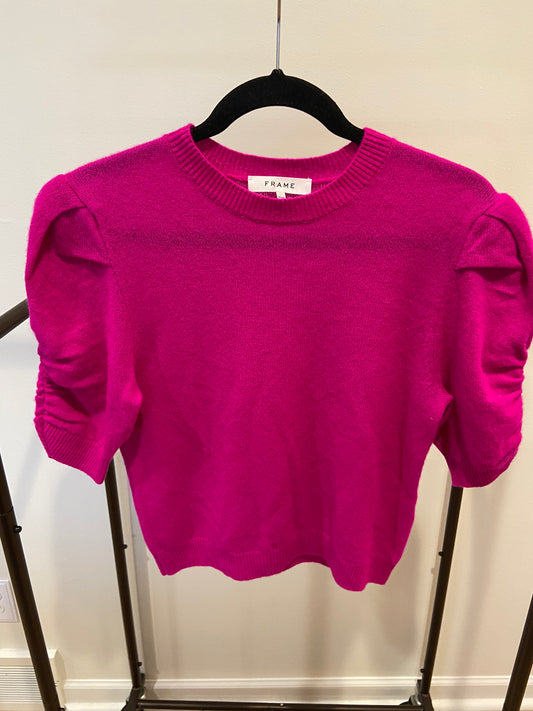 Frame Cashmere Puff Sleeve Knit Top size M