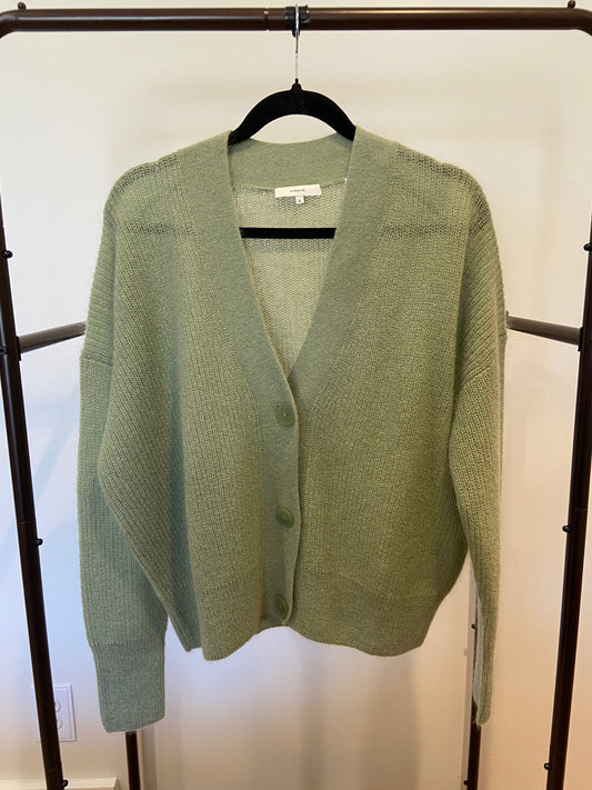 Vince Open Stitch Cardigan in Jade size M
