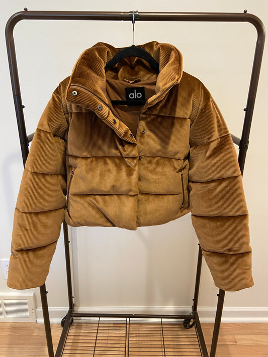 Alo Ribbed Velour Gold Rush Puffer Jacket size M