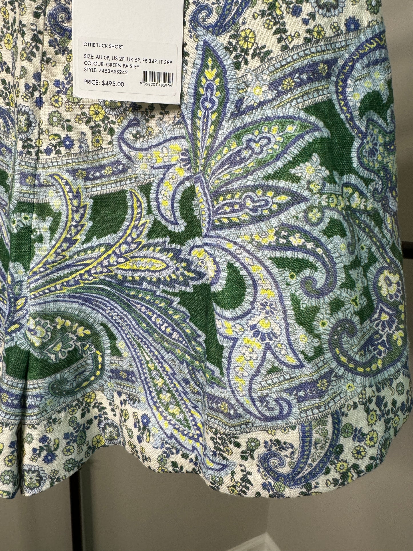 ZIMMERMANN Ottis Pintuck Shorts size 0P (2P)
