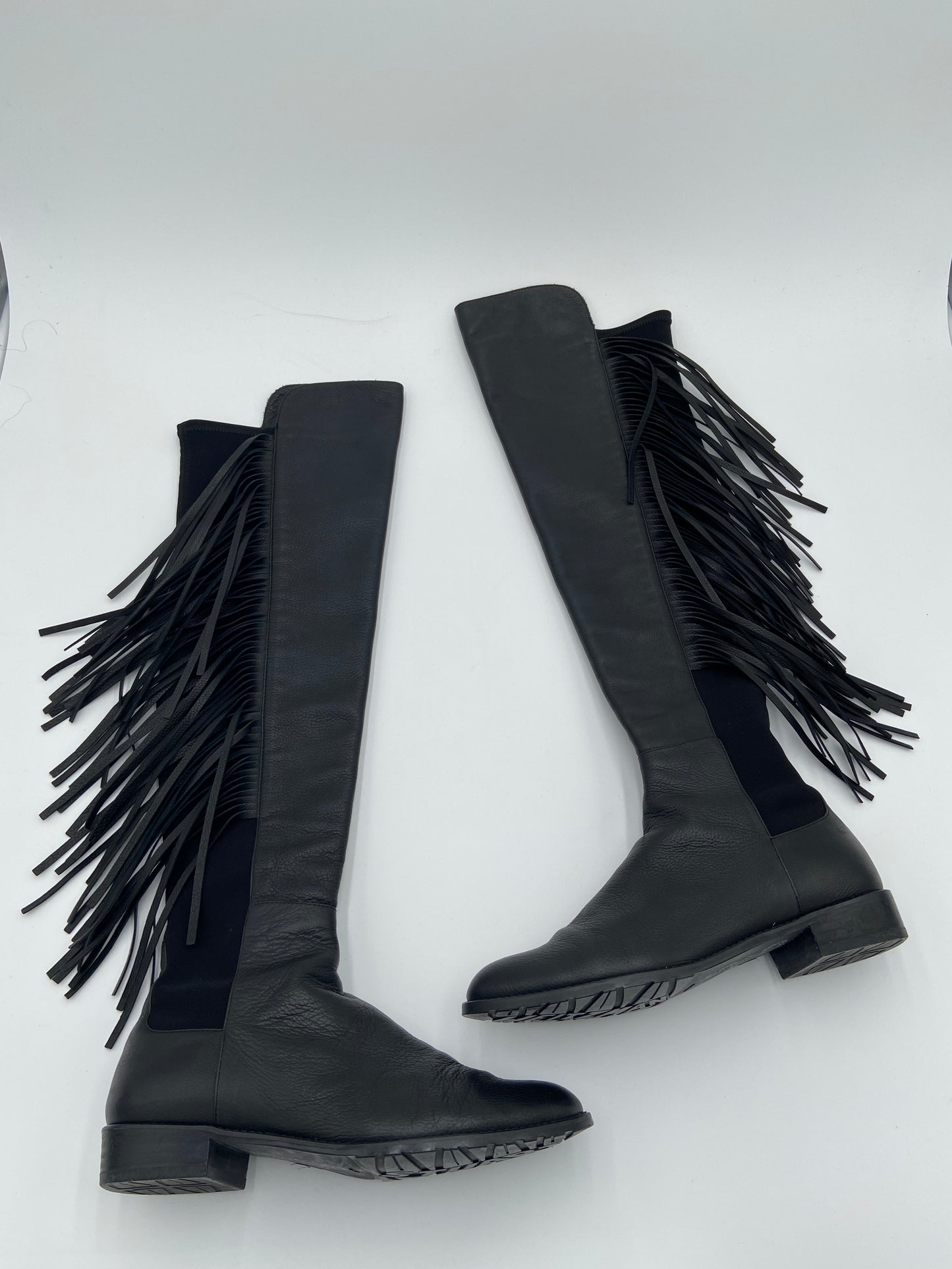 Stuart Weitzman 5050 Fringe Nappa Leather Boots size 7