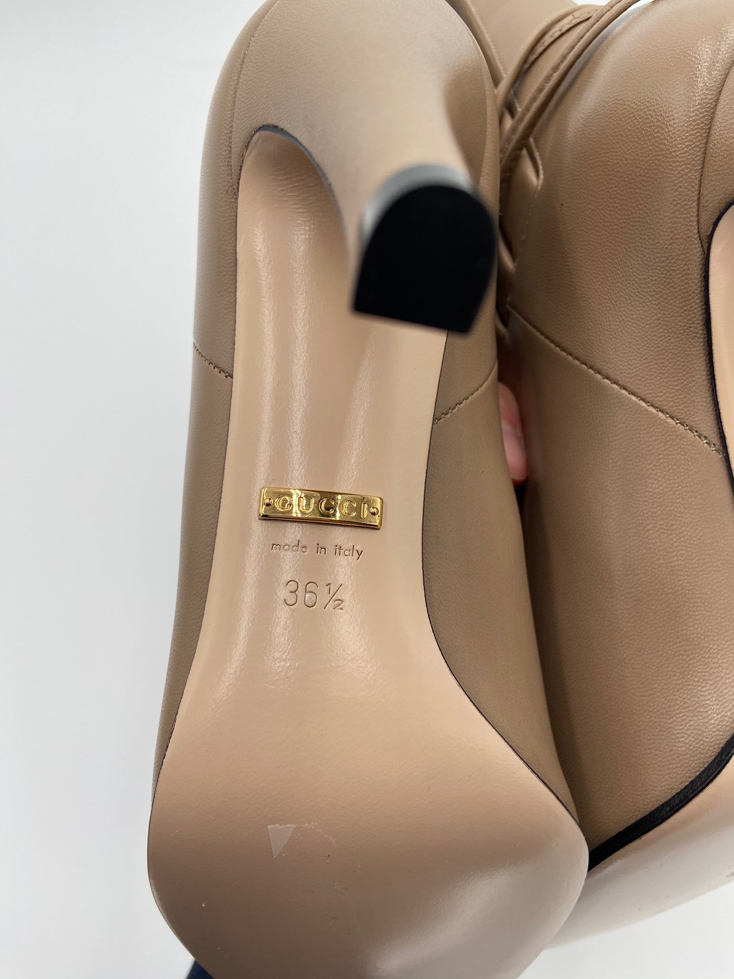 Gucci Malaga Kid Pleated Heeled Boots size 36.5