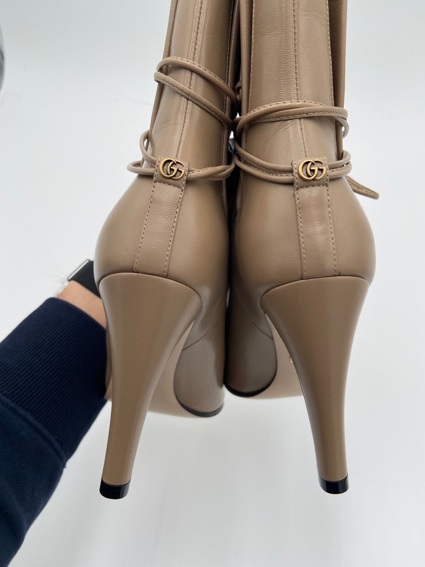 Gucci Malaga Kid Pleated Heeled Boots size 36.5
