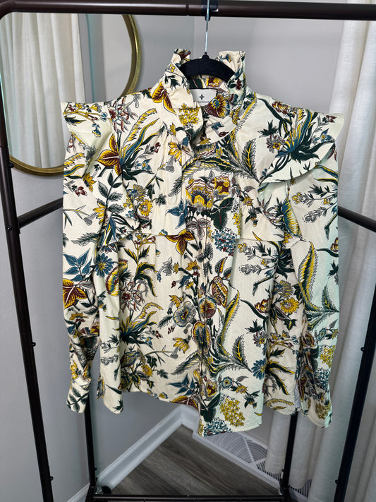 Tuckernuck Sharp Floral Winnie Blouse size M