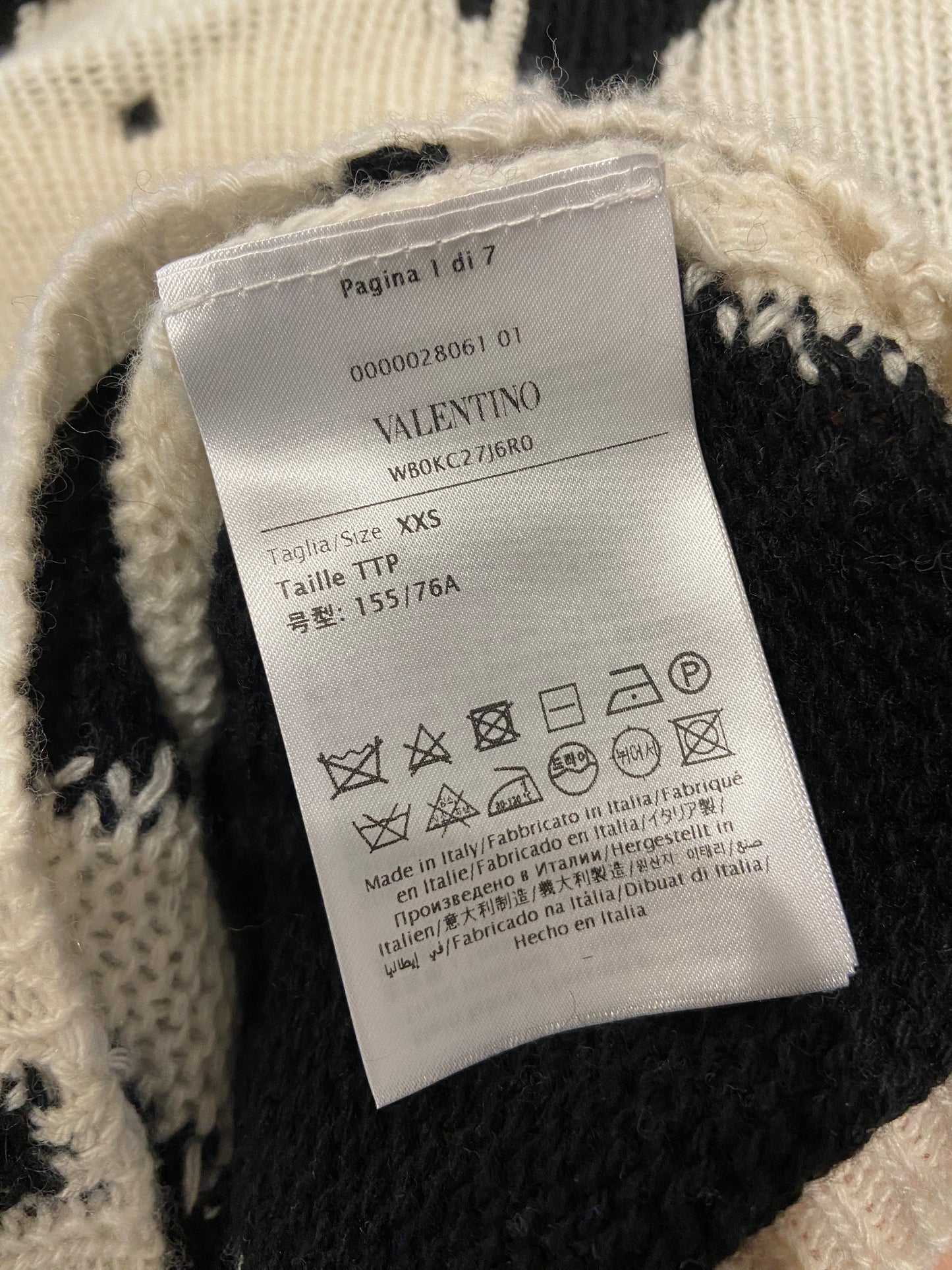 Valentino Roll-Neck Diamond Wool And Cashmere Sweater size XXS
