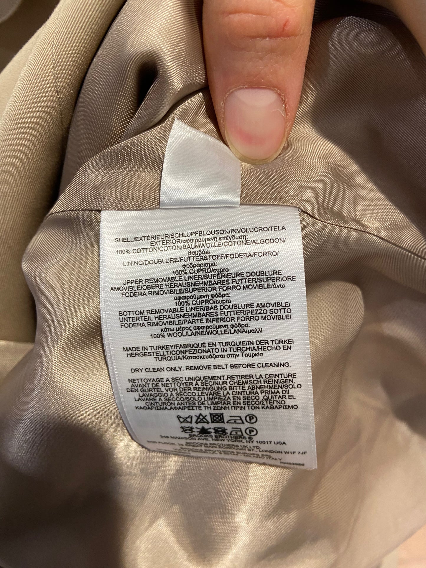 Brooks Brothers Water Repellent Trench Coat With Zip-Out Lining size 6 PETITE
