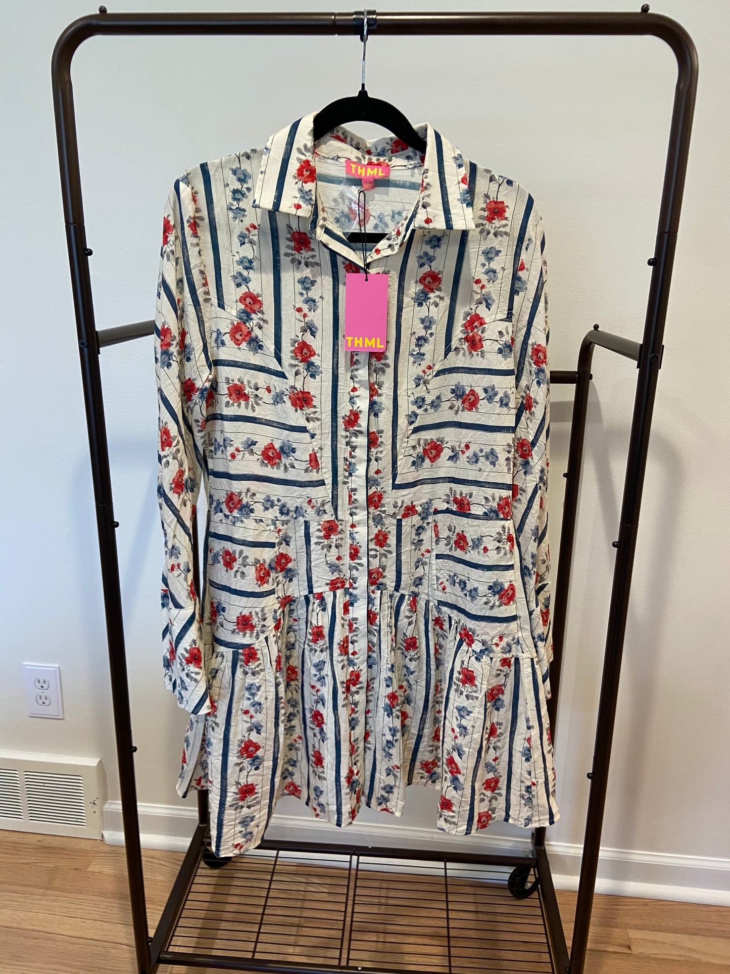 THML Prudent Floral Drop Waist Mini Dress size L