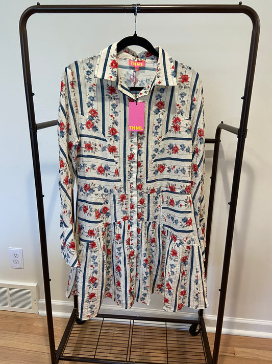 THML Prudent Floral Drop Waist Mini Dress size L