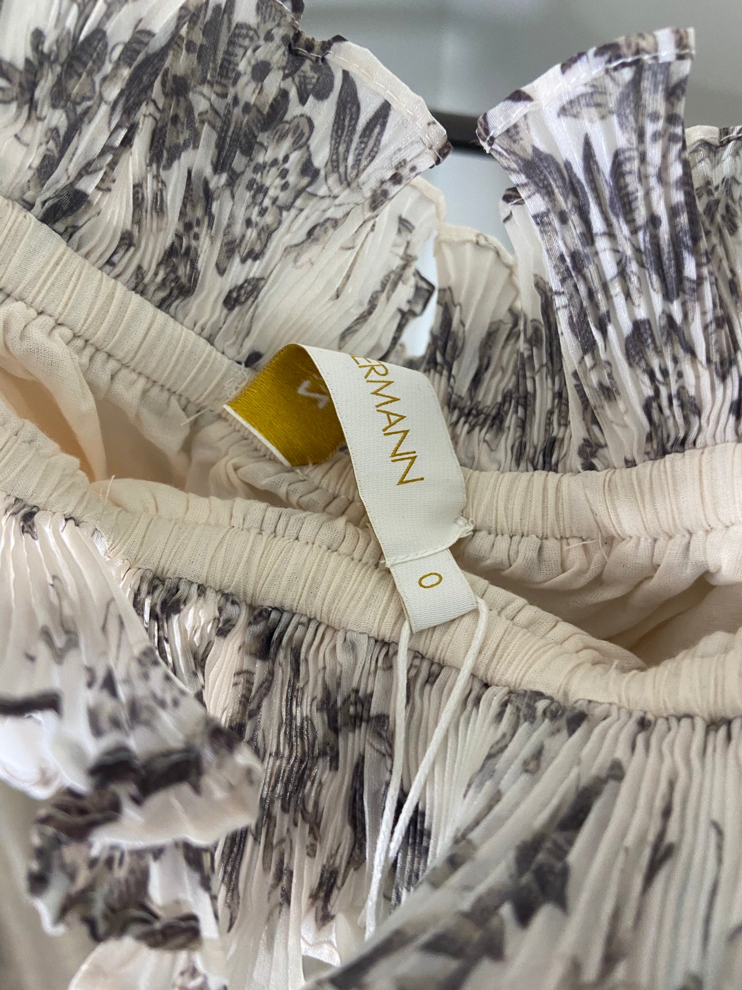 Zimmermann Bird Toile Pleated Cropped Top and Skirt Set size US 4