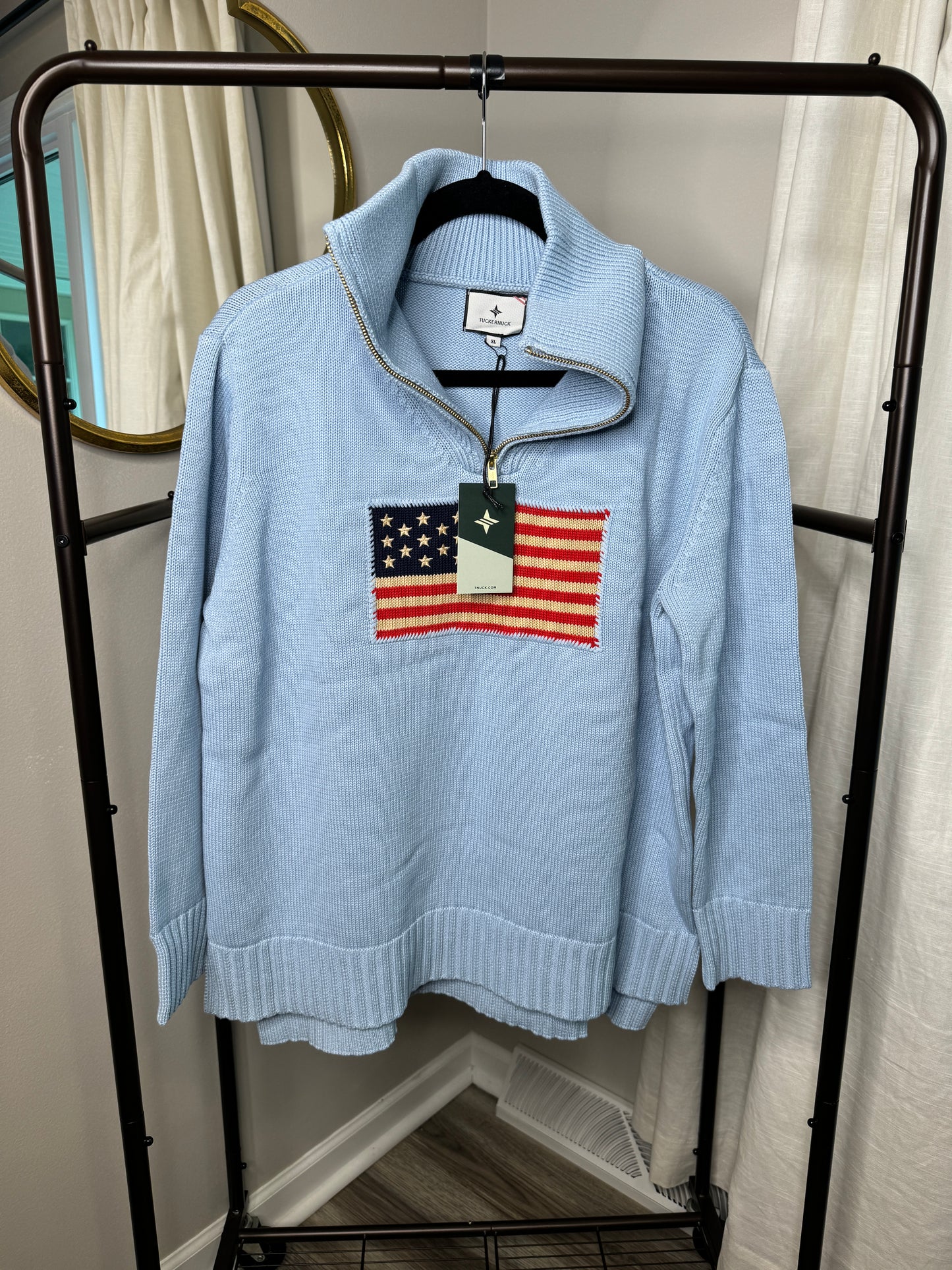 Tuckernuck Americana Flag Quarter Zip Sweater SELECT SIZE