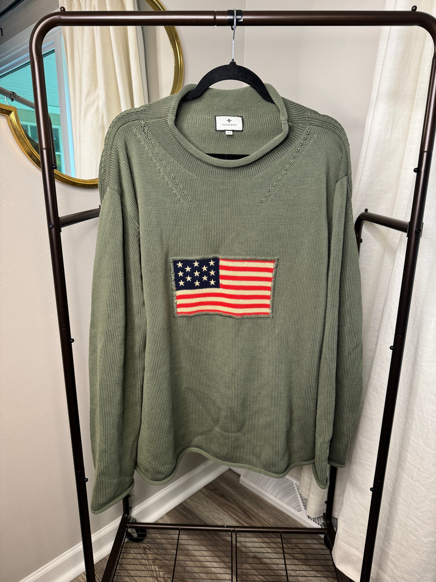 Tuckernuck Americana Roll Hem Flag Sweater size XXXL