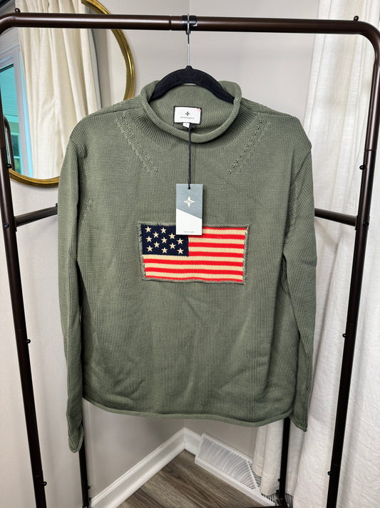 Tuckernuck Americana Roll Hem Flag Sweater size S