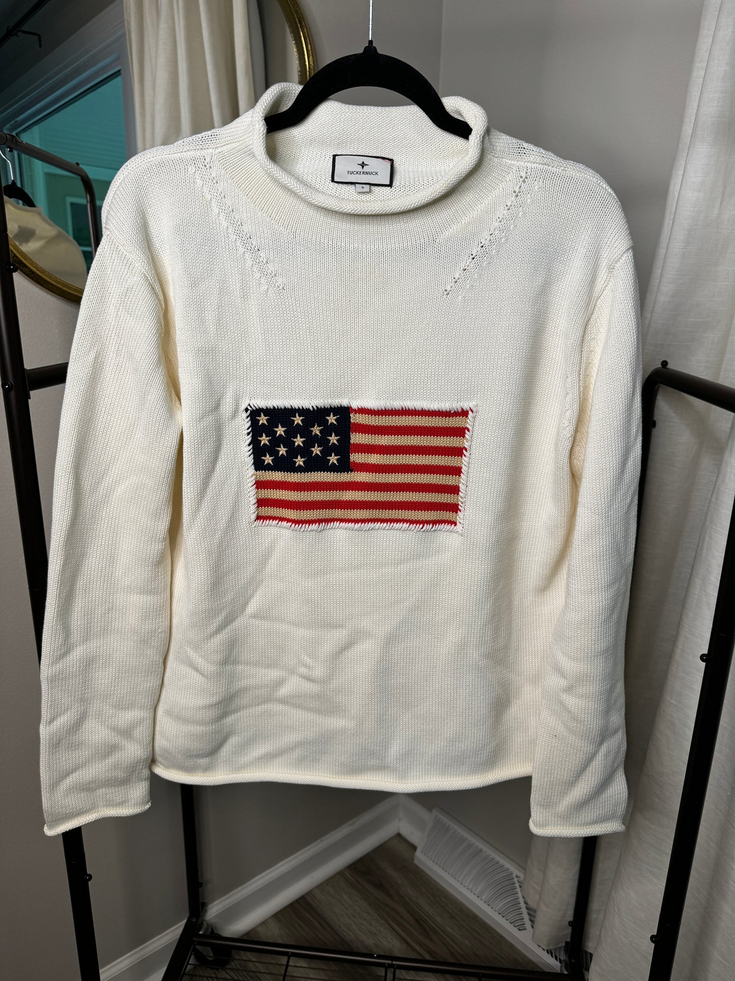 Tuckernuck Americana Roll Hem Flag Sweater size S