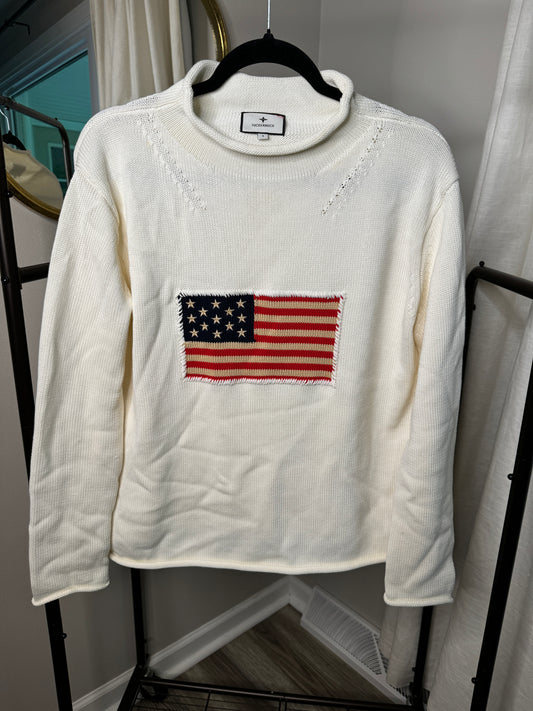 Tuckernuck Americana Roll Hem Flag Sweater size S