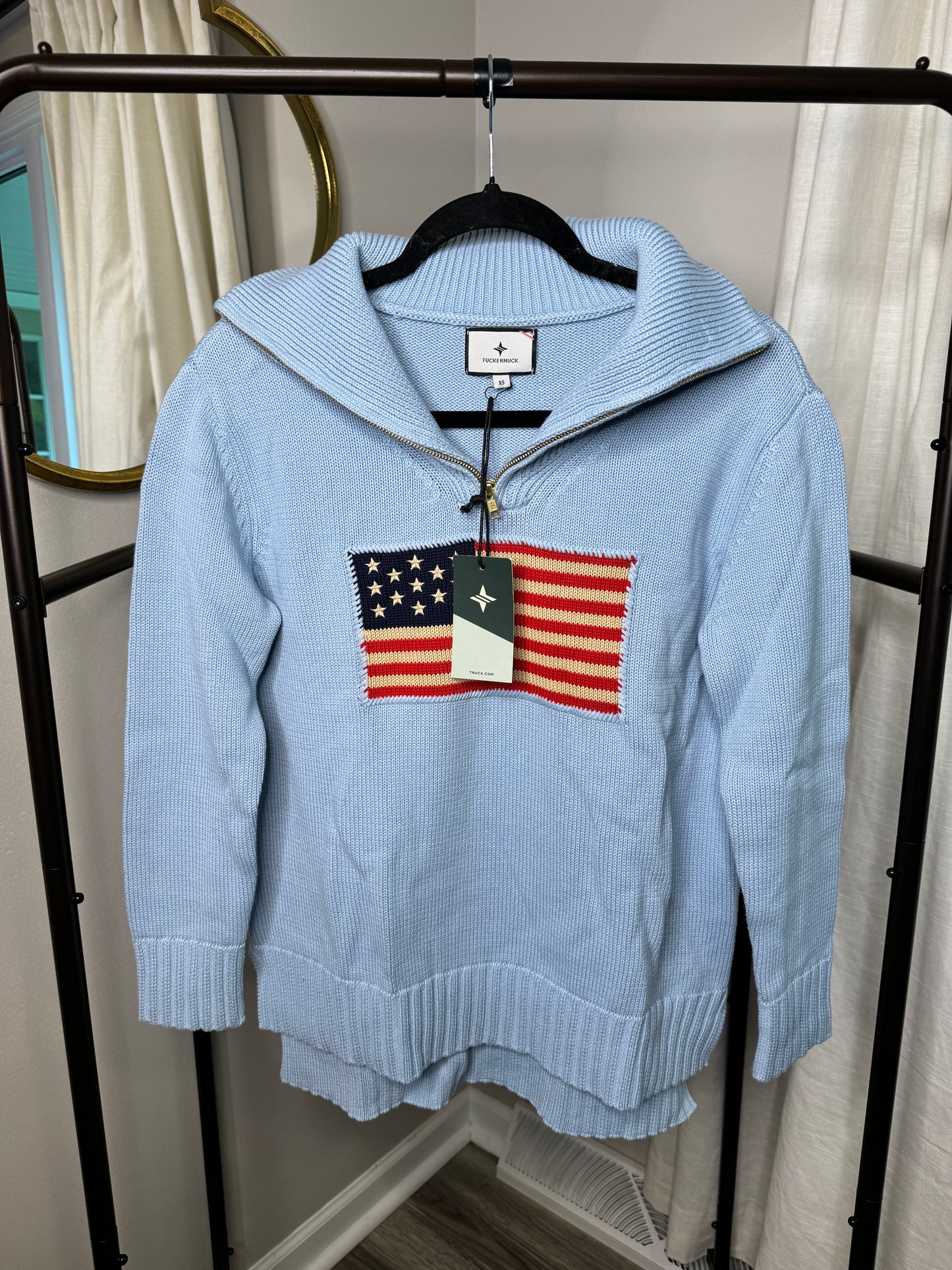 Tuckernuck Americana Flag Quarter Zip Sweater SELECT SIZE