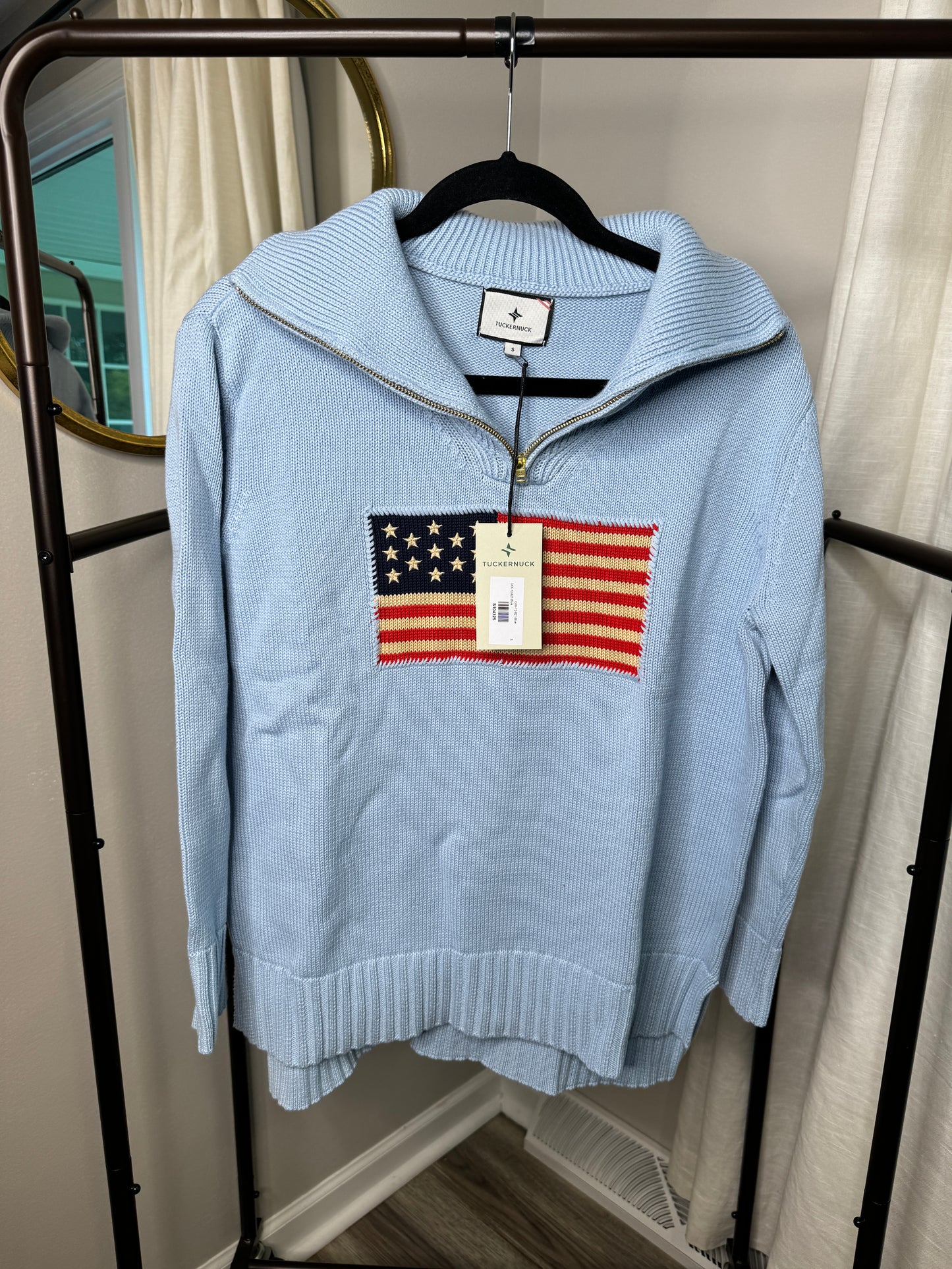 Tuckernuck Americana Flag Quarter Zip Sweater SELECT SIZE