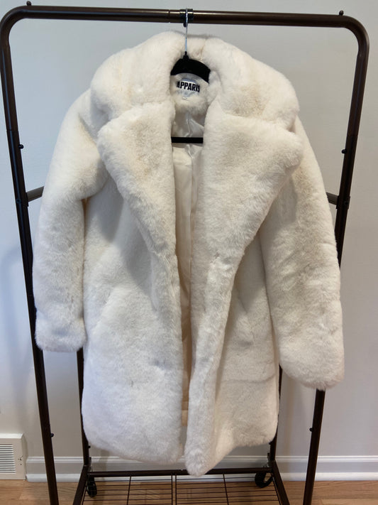 Apparis Sasha Faux Fur Jacket in Ivory size XS