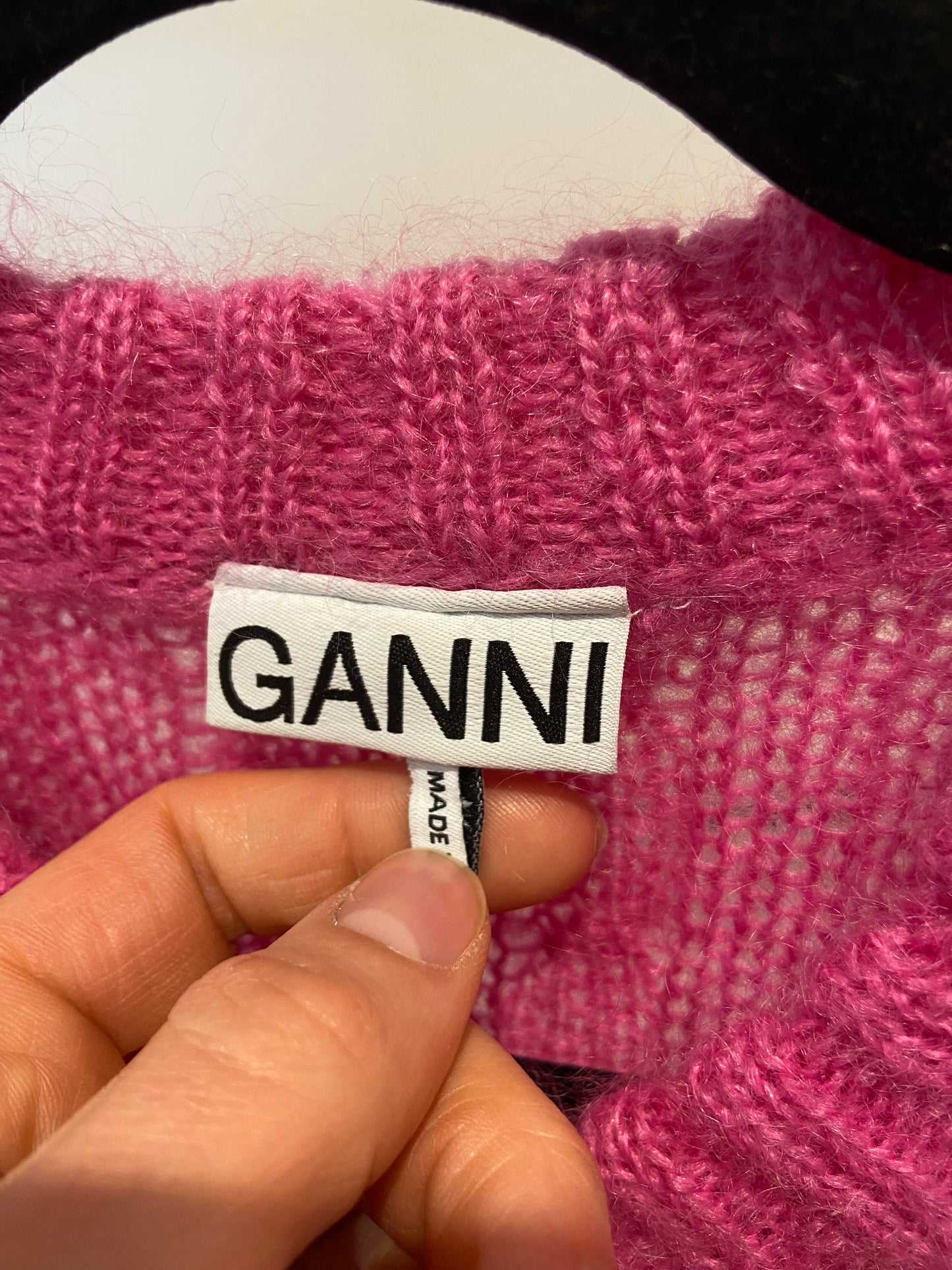 Ganni Cable Knit Mohair-Blend Cardigan Pink size S