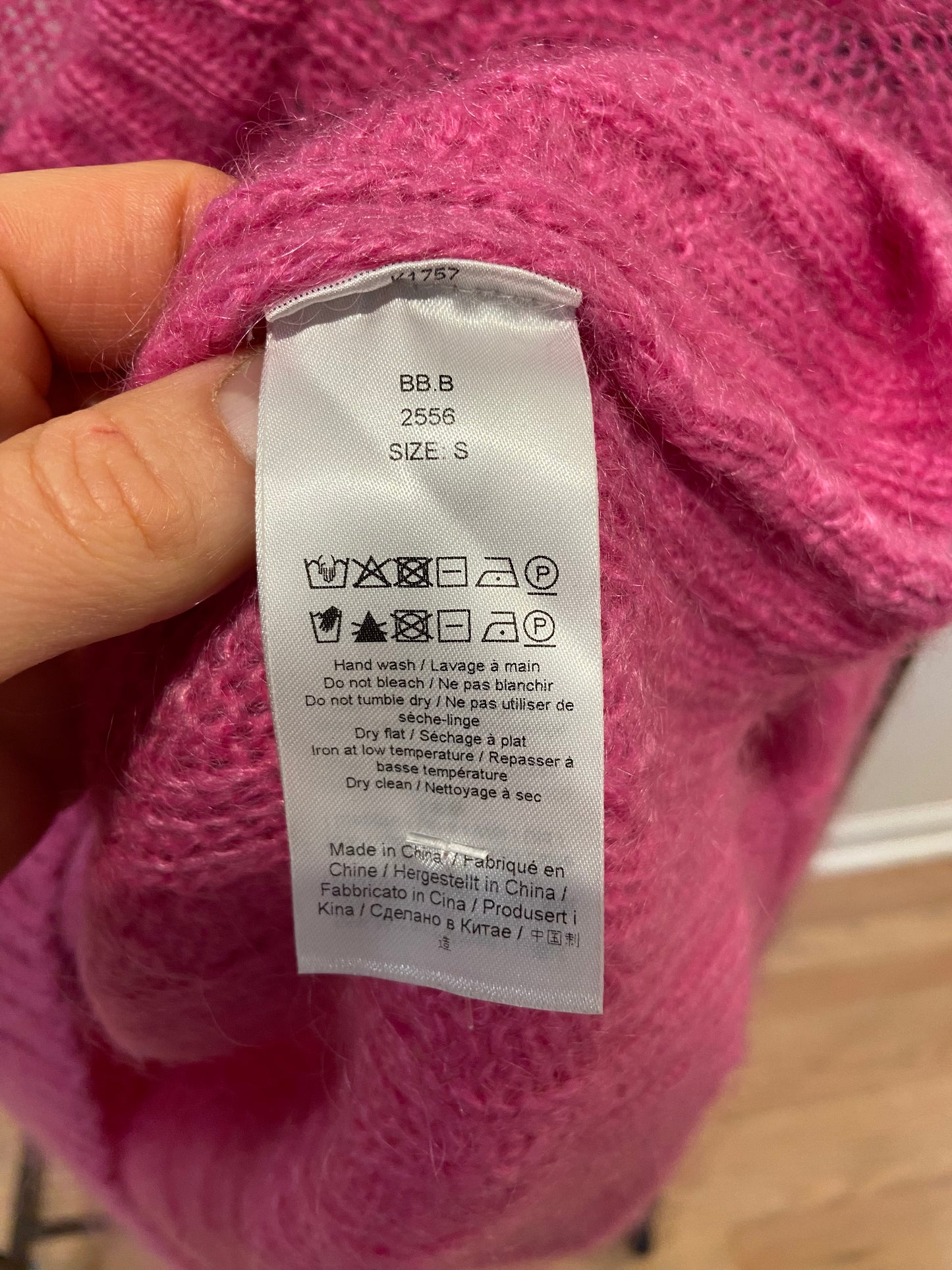 Ganni Cable Knit Mohair-Blend Cardigan Pink size S