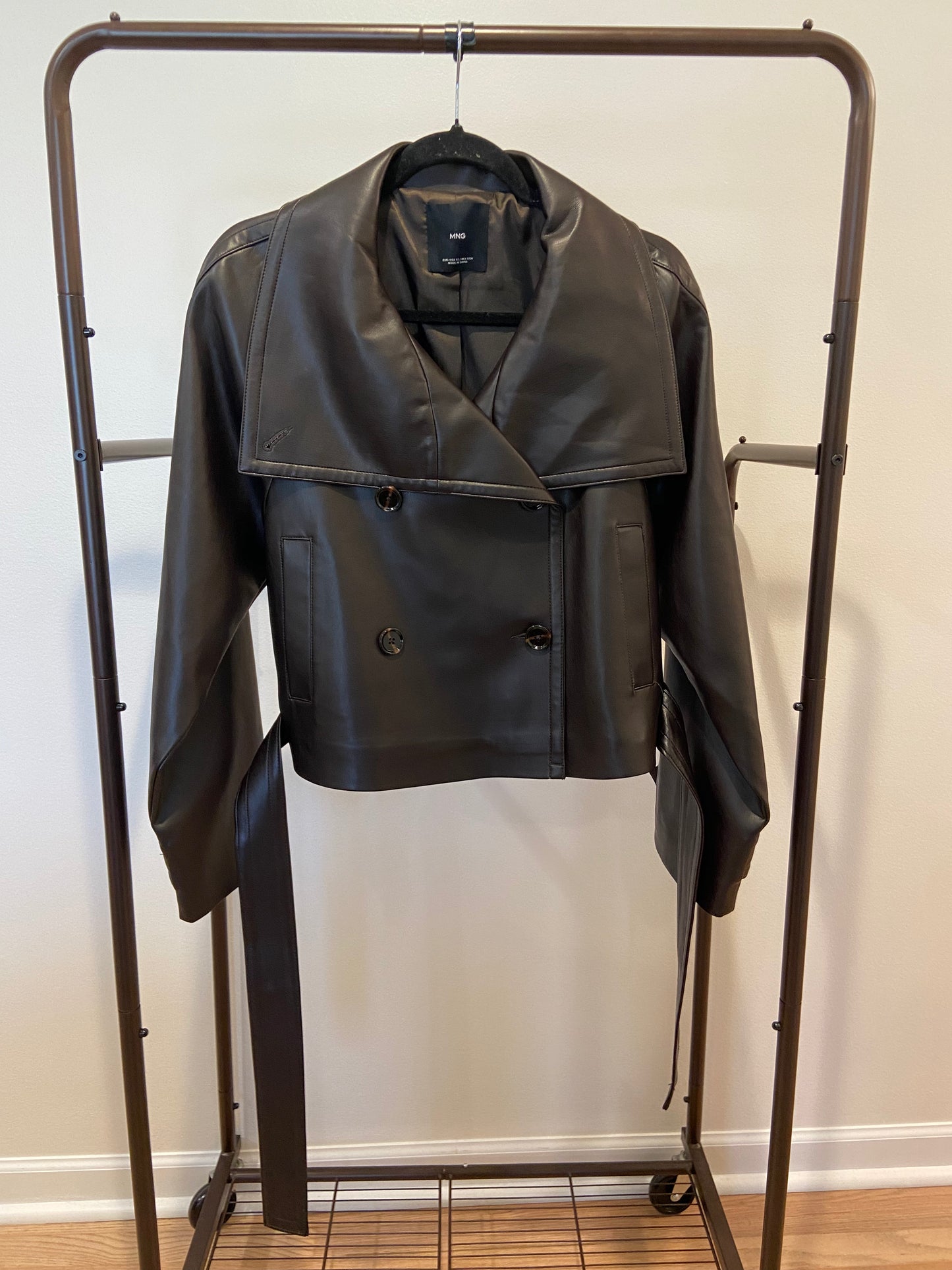 Mango Faux Leather Jacket with Maxi Lapels size XS