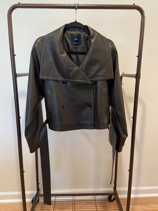 Mango Faux Leather Jacket with Maxi Lapels size XS