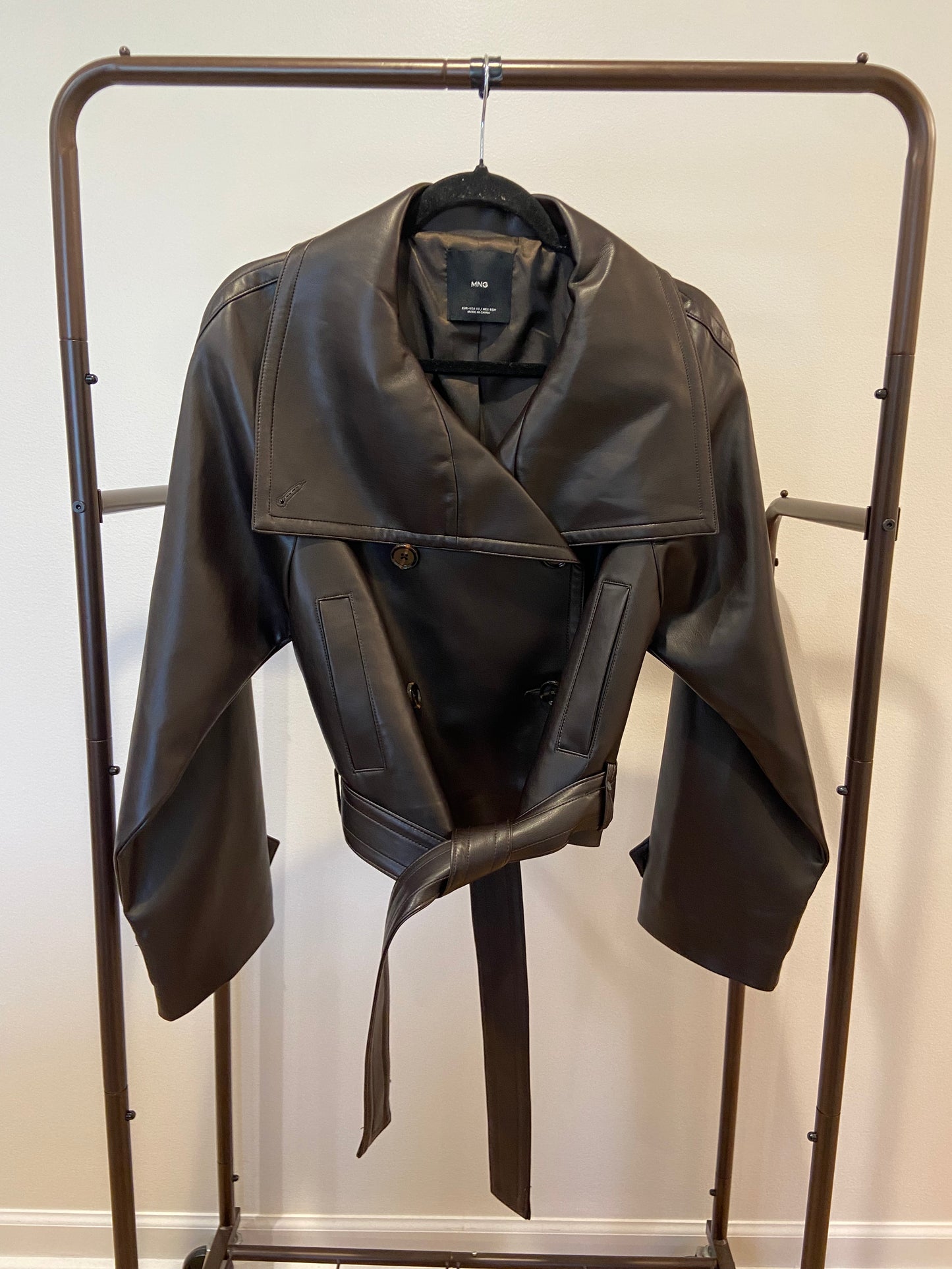 Mango Faux Leather Jacket with Maxi Lapels size XS