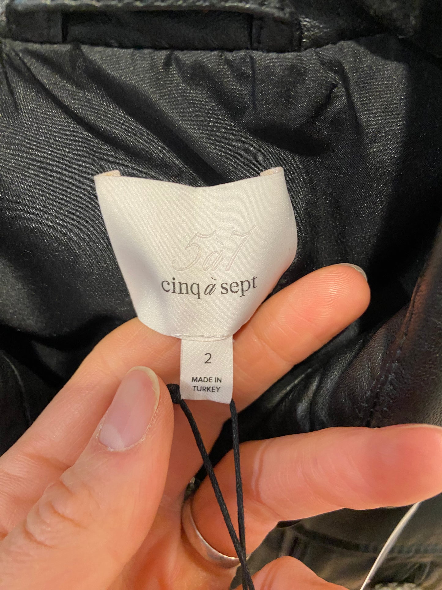 Cinq a Sept Black Leather Scrunched Canyon Jacket size 2