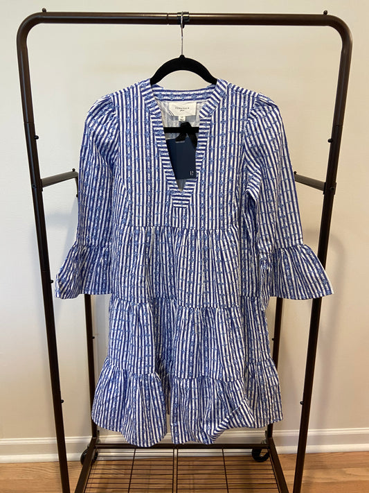 Pomander Place Blue Striped Embroidered Kenzo Dress size XS