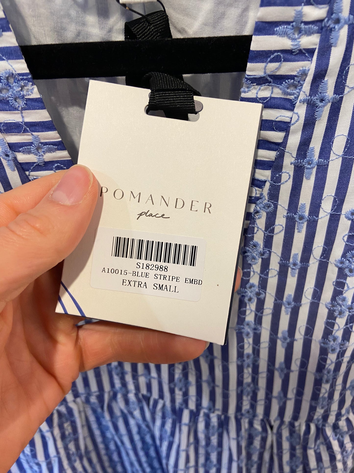 Pomander Place Blue Striped Embroidered Kenzo Dress size XS