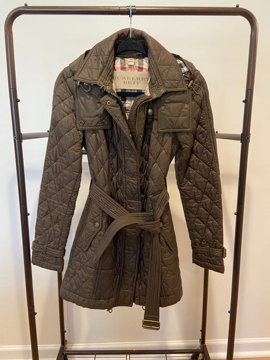 Burberry Brit Quilted Belted Finsbridge Coat size S