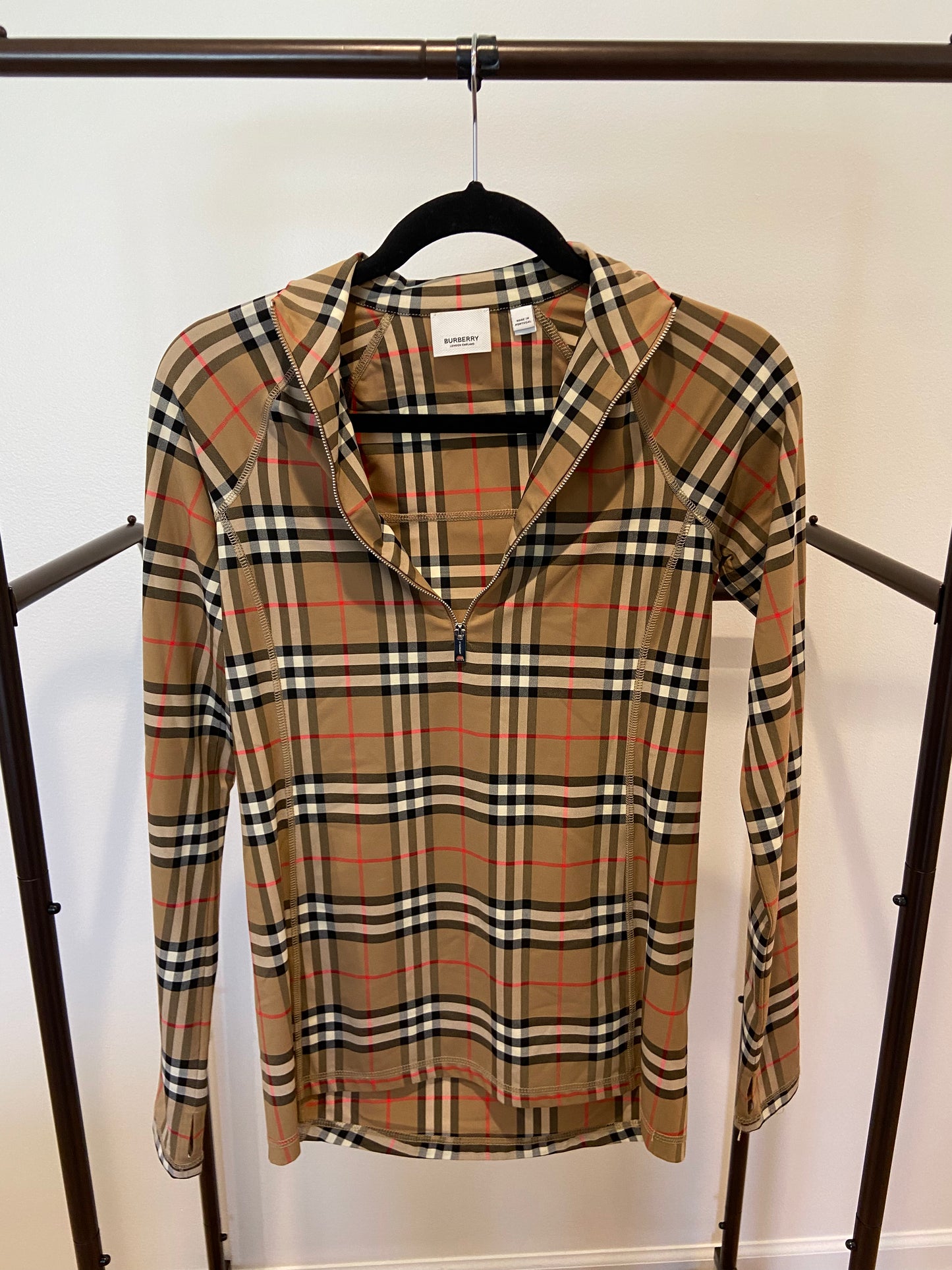 Burberry Check Turtleneck Zip Top and Vintage Check Leggings size S