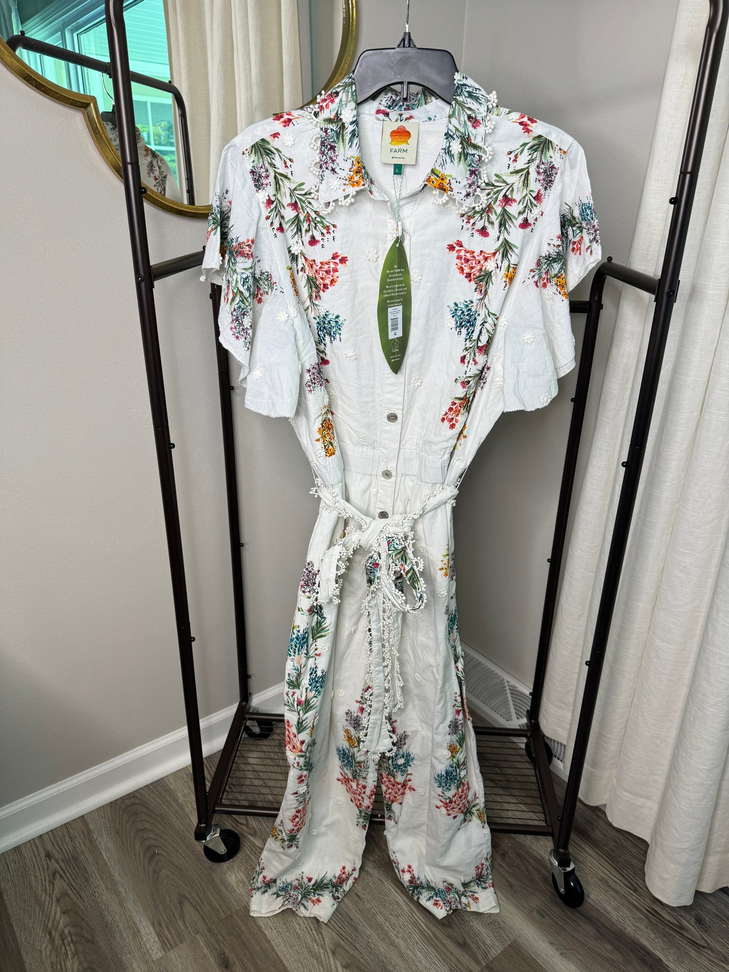 Farm Rio Louise Floral Jumpsuit size L