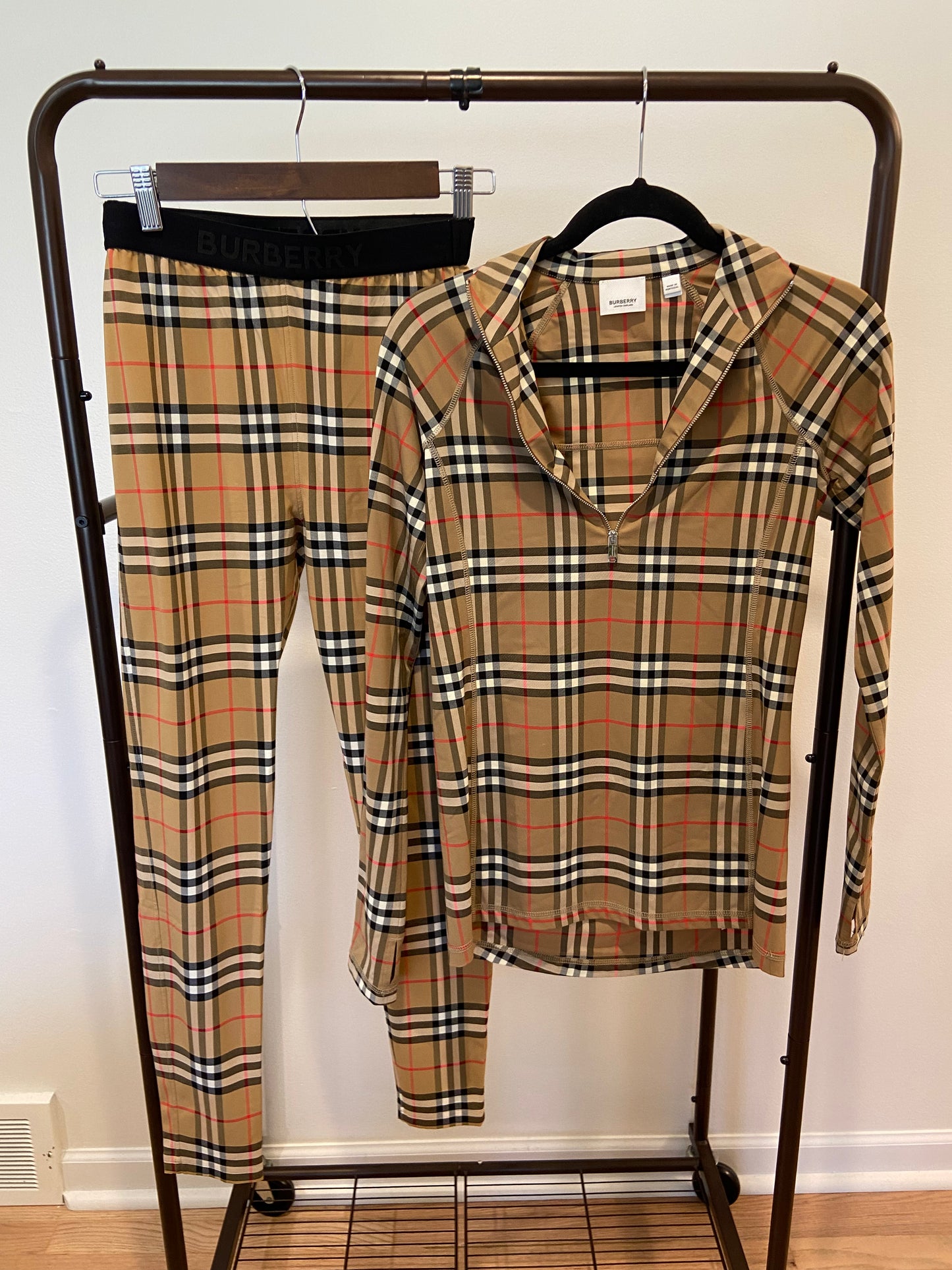 Burberry Check Turtleneck Zip Top and Vintage Check Leggings size S