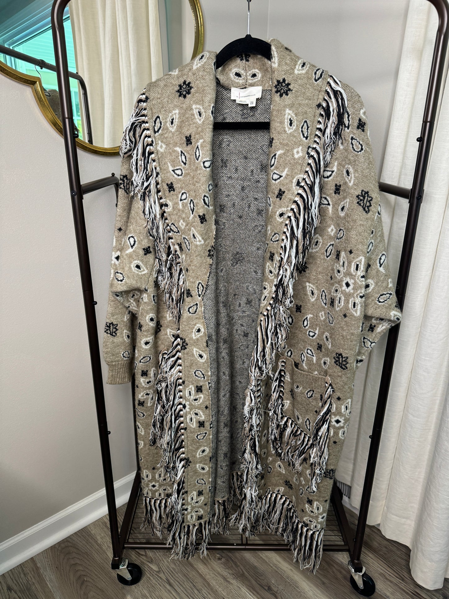 Anthropologie Bandana Fringed Duster Jacket ONLY SIZE