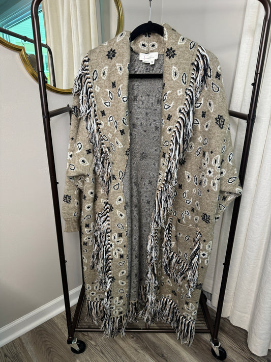 Anthropologie Bandana Fringed Duster Jacket ONLY SIZE