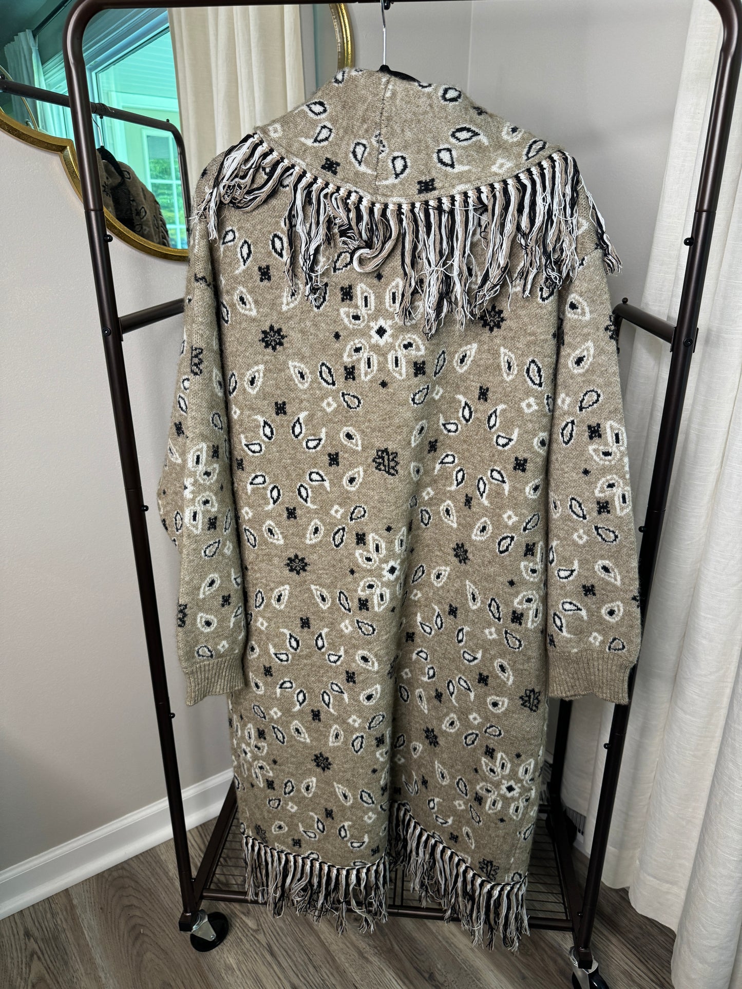 Anthropologie Bandana Fringed Duster Jacket ONLY SIZE