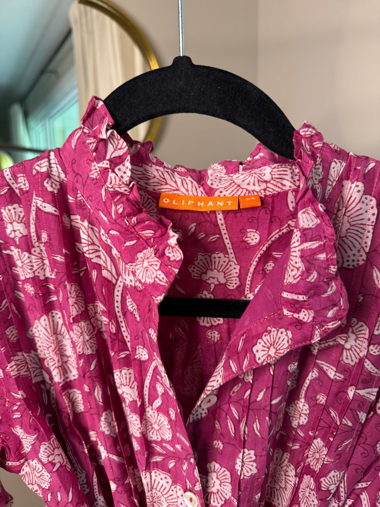 Oliphant Pintuck Flirty Dress in Magenta size XS