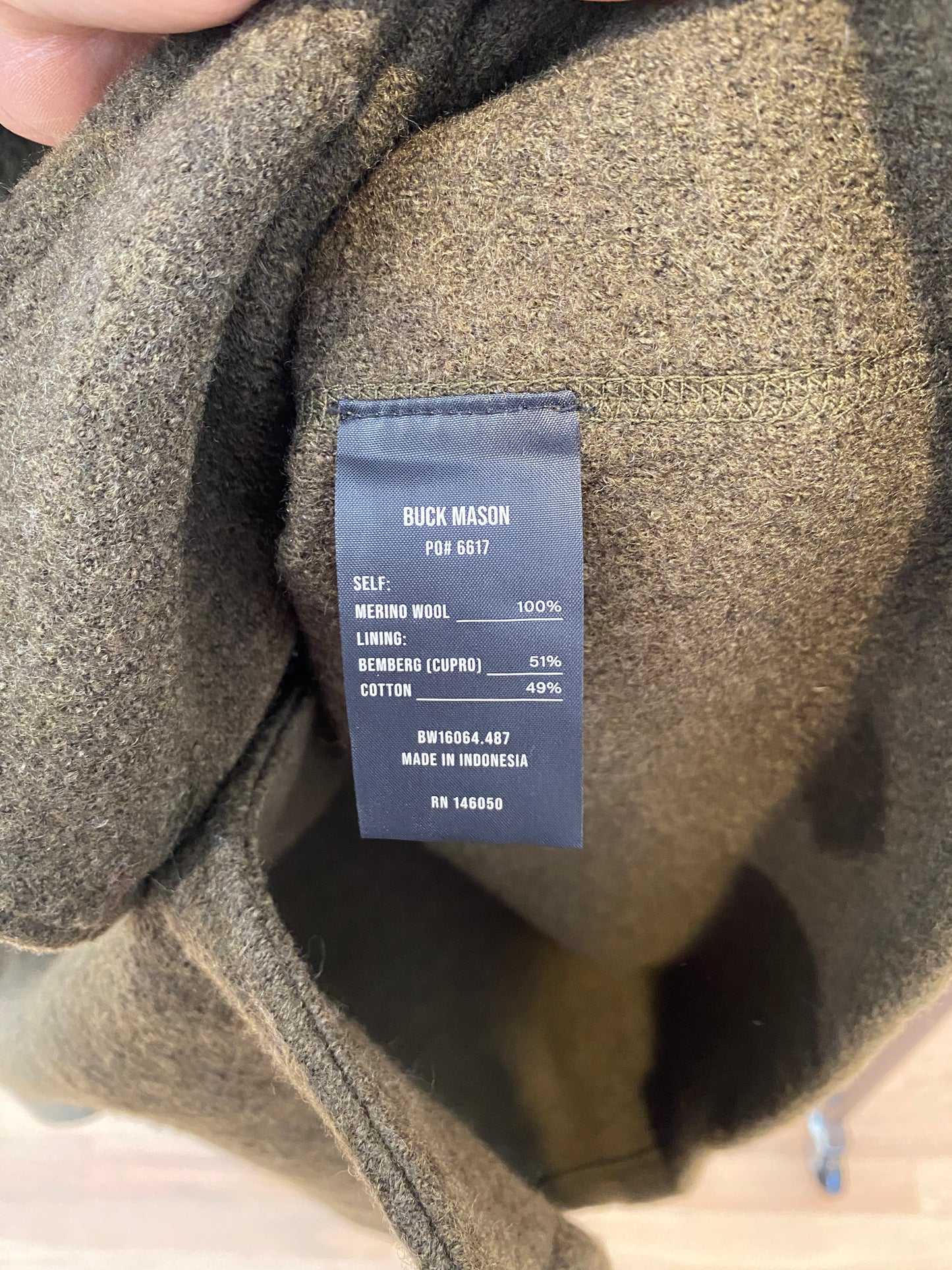 Buck Mason Felted Wool Field Shirt MEN'S size L