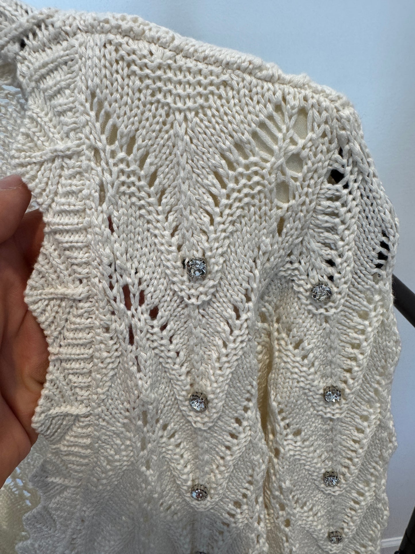 Generation Love Blake Crystal Pointelle Cardigan Sweater size M