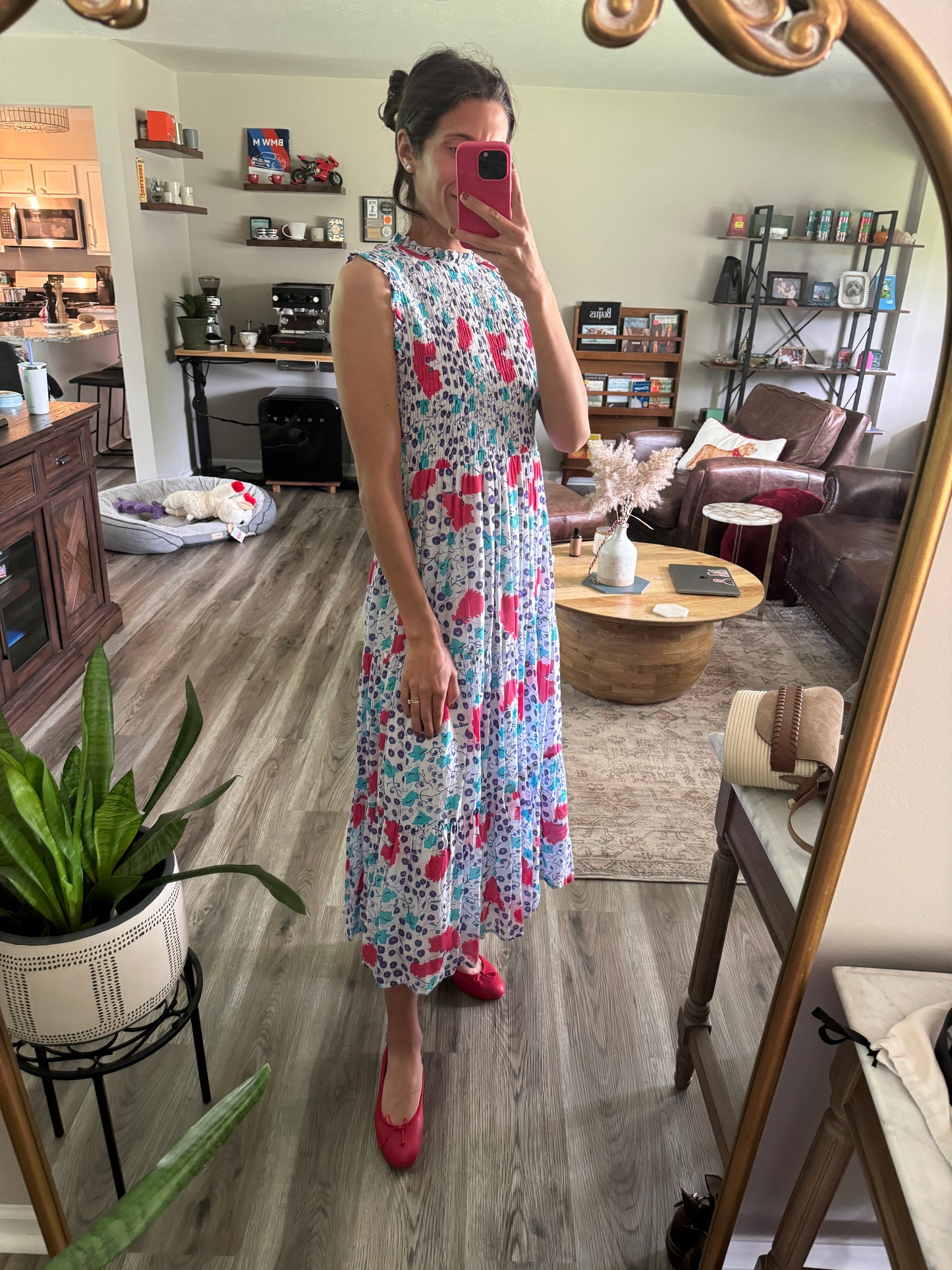 Oliphant Smocked Maxi Dress size S