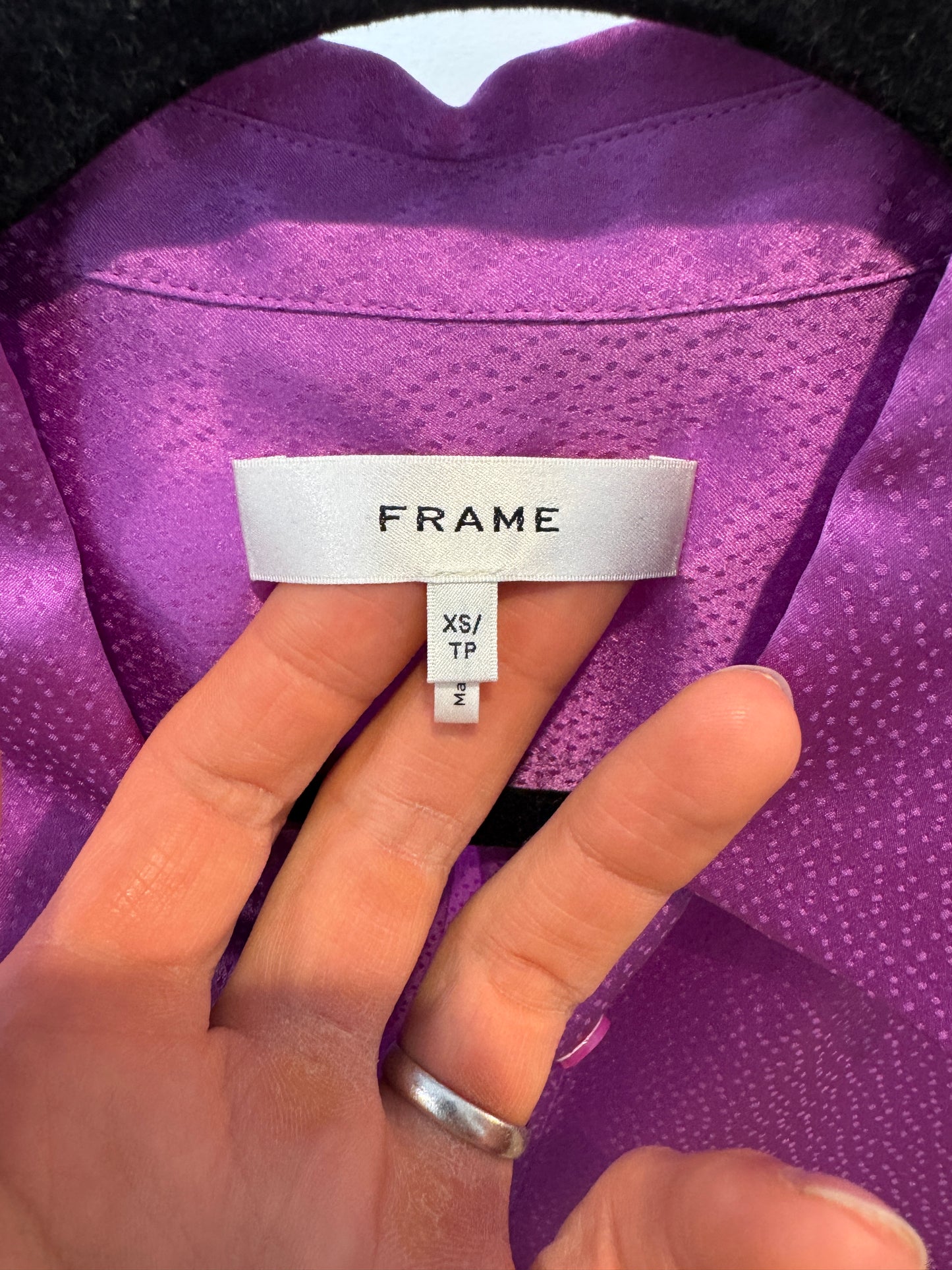 Frame Pocket Silk Button Up Shirt in Orchid