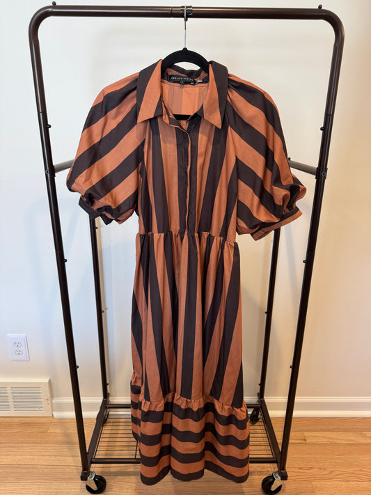 English Factory Bold Stripe Puff Elbow Sleeve Shirtdress size S