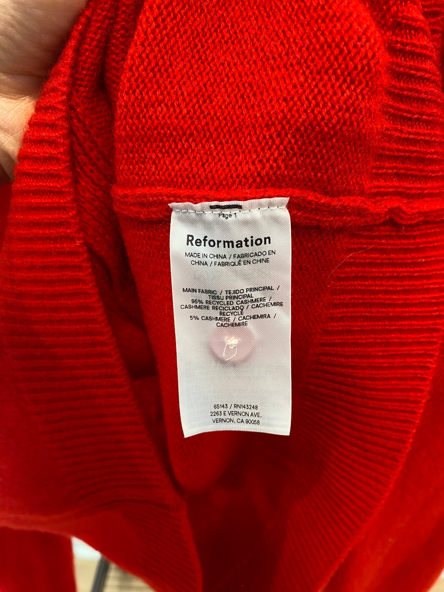 Reformation Clara Crew Cashmere Cardigan size S