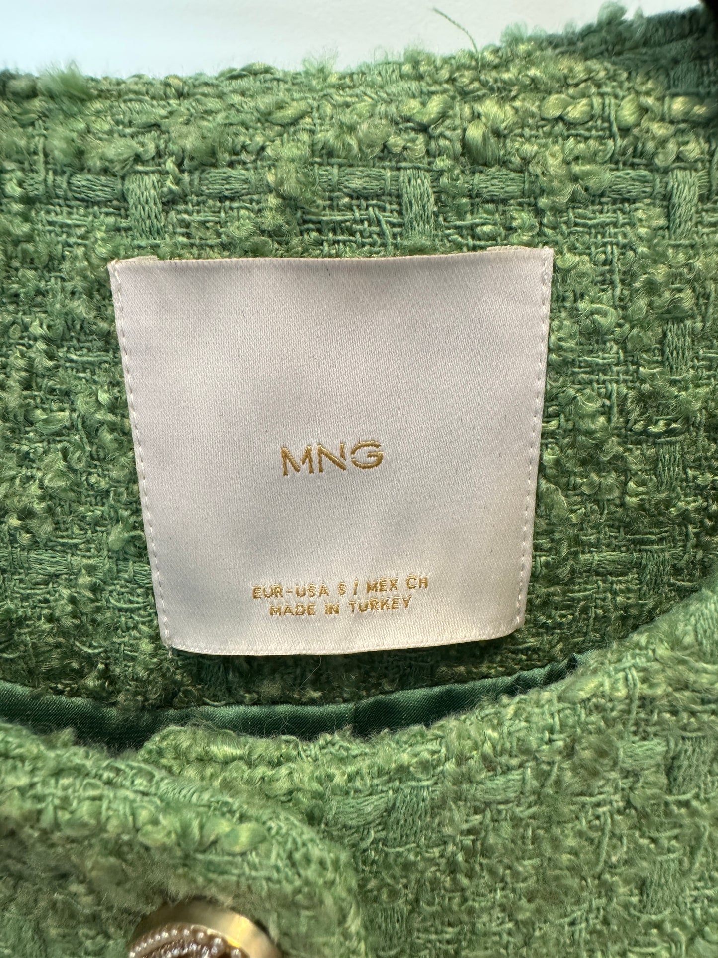 Mango Tweed Jacket with Jeweled Buttons size