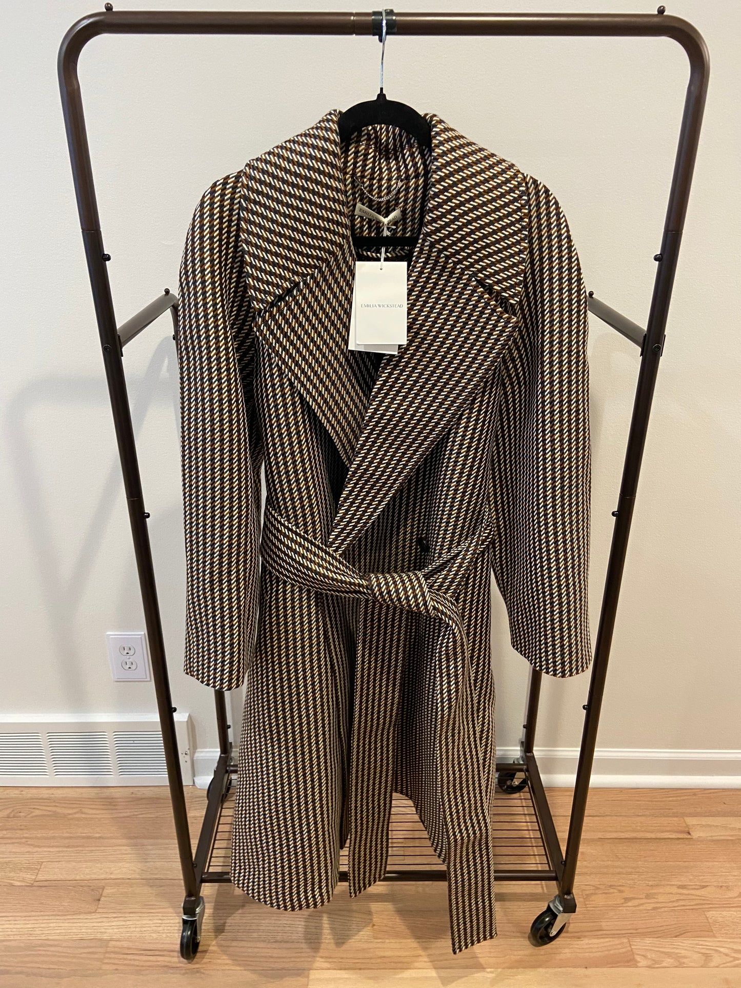 Emilia Wickstead Lilabet Coat in Tan and Ivory Merino Shetland size S