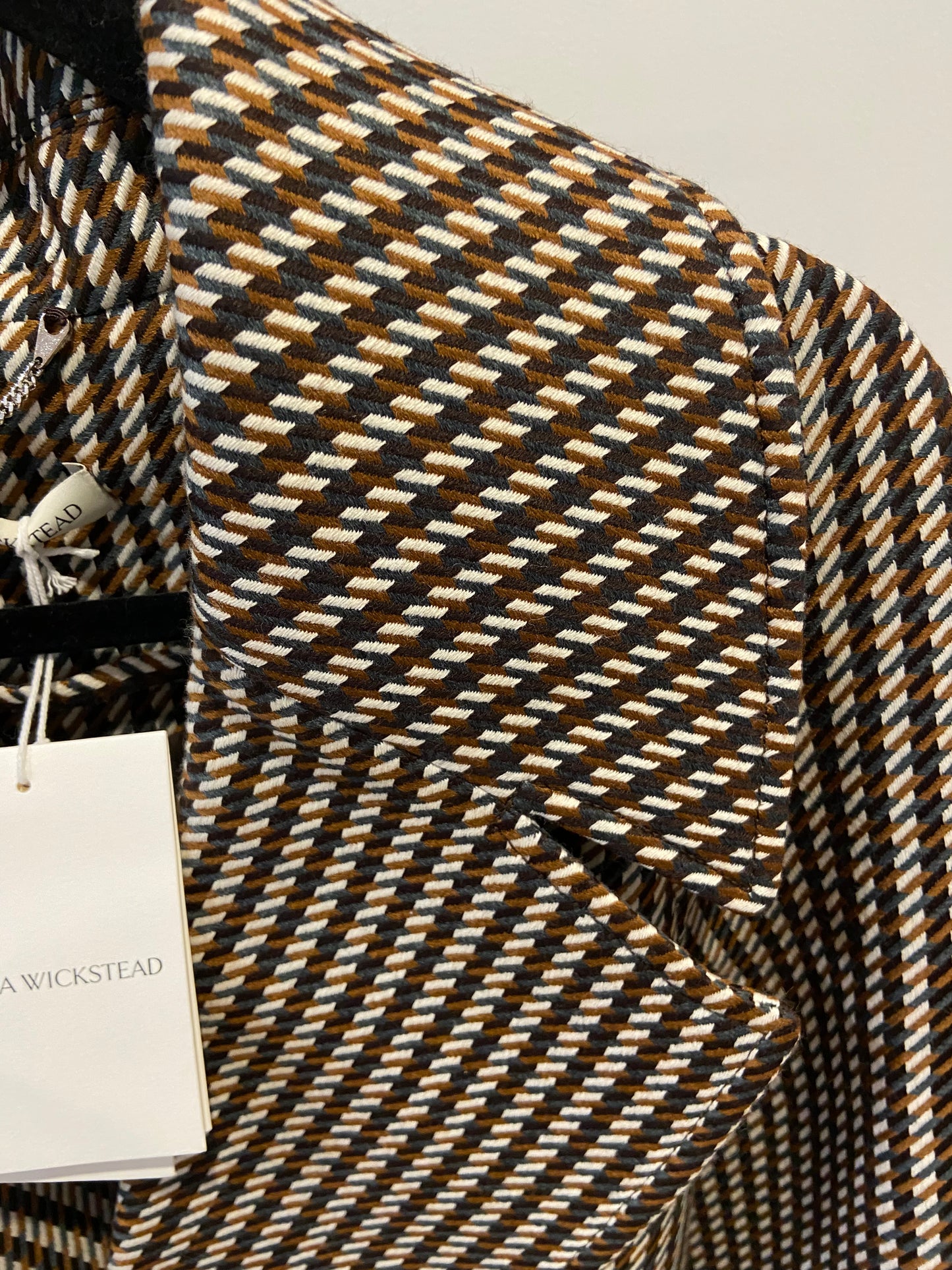 Emilia Wickstead Lilabet Coat in Tan and Ivory Merino Shetland size S